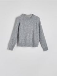 Sweter z domieszką alpaki - szary. Szare swetry nierozpinane damskie Reserved, l, bez wzorów, z dzianiny, bez kołnierzyka, bez ramiączek. W wyprzedaży za 109.99 zł.