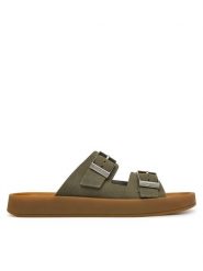 Calvin Klein Klapki Ergon Double Bar Sandal Su HM0HM02094 Zielony. Zielone klapki męskie Calvin Klein, bez wzorów, ze skóry, bez zapięcia. Za 529.99 zł.