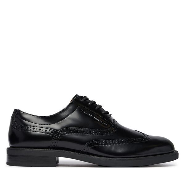 Półbuty Tommy Hilfiger. Czarne buty wizytowe męskie Tommy Hilfiger, bez wzorów, bez obcasa, bez zapięcia. Za 699.99 zł.