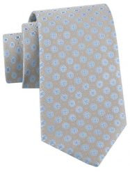 Krawat Męski - Beżowy w Niebieskie Groszki - Alties. Brązowe krawaty i muchy Alties, bez wzorów, z tkaniny, eleganckie. Za 55.00 zł.