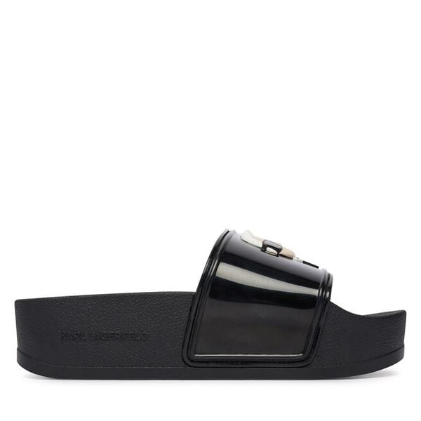 Klapki KARL LAGERFELD. Czarne klapki damskie KARL LAGERFELD, bez wzorów, bez obcasa, bez zapięcia. Za 289.99 zł.