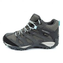Buty trekkingowe damskie Merrell Alverstone Gtx. Szare obuwie trekkingowe damskie Merrell, z materiału, za kostkę, bez zapięcia. Za 739.99 zł.