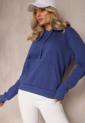 Granatowa Bluza z Kapturem Corbetes. Niebieskie bluzy damskie Renee, l, bez wzorów, z dresówki, casualowe, bez ramiączek, z kapturem. Za 44.99 zł.