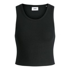 Damski tank top JJXX fallon. Czarne topy damskie JJXX, bez wzorów, z dzianiny, bez kołnierzyka, bez ramiączek. Za 111.00 zł.