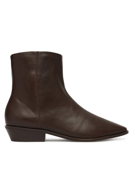 Balagan Botki Rona Brązowy. Brązowe botki damskie BALAGAN, bez wzorów, ze skóry, bez obcasa, na słupku, bez zapięcia. Za 659.99 zł.