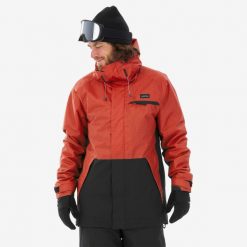 Kurtka snowboardowa męska Dreamscape SNB 100. Czerwone kurtki sportowe męskie DREAMSCAPE, na zimę, m, bez wzorów, z materiału, bez kaptura, narciarskie. W wyprzedaży za 199.99 zł.