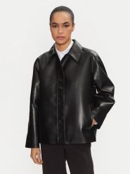 Calvin Klein Kurtka skórzana K20K208337 Czarny Relaxed Fit. Czarne kurtki damskie Calvin Klein, bez wzorów, ze skóry, bez kaptura. Za 949.99 zł.