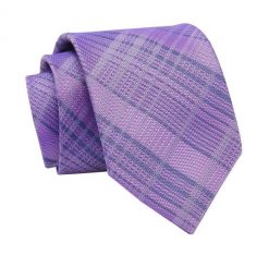 Krawat Liliowy w Kratkę, Elegancki, 7cm, Klasyczny, Męski -ALTIES. Krawaty i muchy Alties, bez wzorów, z tkaniny, eleganckie. Za 49.00 zł.