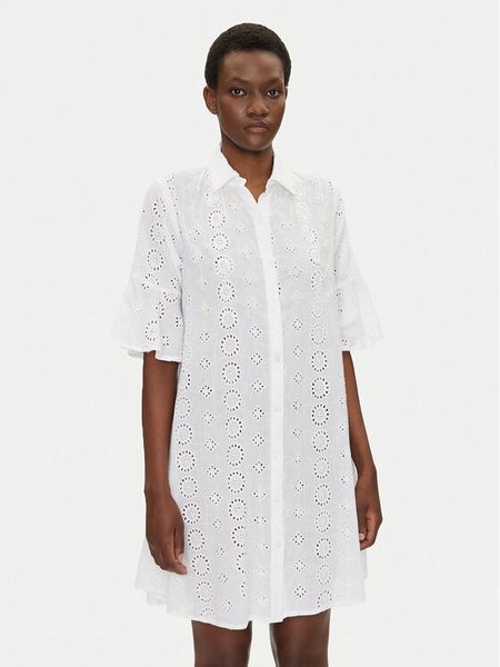 Iconique Sukienka koszulowa IC25-006 Biały Regular Fit. Białe sukienki damskie Iconique, s, bez wzorów, z bawełny, bez kołnierzyka, bez ramiączek, koszulowe. Za 219.99 zł.