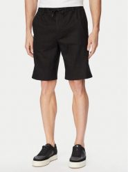 BOSS Szorty materiałowe 50559178 Czarny Regular Fit. Czarne szorty męskie Boss, bez wzorów, ze lnu. Za 599.99 zł.