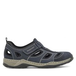 Sandały Rieker. Niebieskie sandały męskie Rieker, bez wzorów, bez zapięcia. Za 359.99 zł.