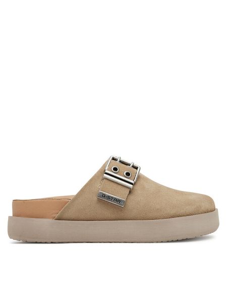 G-Star Raw Klapki BROOKE-25SS452 Beżowy. Brązowe klapki damskie G-Star Raw, bez wzorów, ze skóry, retro, bez obcasa, bez zapięcia. Za 303.99 zł.