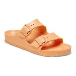 Klapki męskie Birkenstock Arizona Eva. Brązowe klapki męskie Birkenstock, bez wzorów, z materiału, bez zapięcia. Za 348.00 zł.