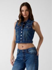 Guess Top 183438 Niebieski Classic Fit. Niebieskie topy damskie Guess, xl, z aplikacjami, bez kołnierzyka, bez ramiączek. Za 614.99 zł.