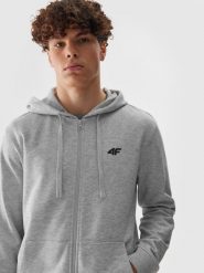 4F Bluza dresowa rozpinana z kapturem męska - szara S. Szare bluzy męskie 4F, l, bez wzorów, z bawełny, sportowe, bez ramiączek, z kapturem. W wyprzedaży za 89.99 zł.