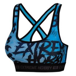 Stanik sportowy fitness siłownia MMA EXTREME HOBBY LETTERS. Niebieskie bielizna sportowa damska EXTREME HOBBY, xs, bez wzorów, z elastanu. Za 129.00 zł.