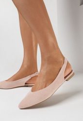 Różowe Pudrowe Sandały Slingback z Noskiem w Szpic Arrilla. Czerwone sandały damskie Born2be, bez wzorów, bez obcasa, na płaskiej podeszwie, bez zapięcia. Za 54.99 zł.