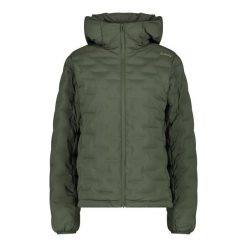 Damska kurtka z kapturem CMP. Zielone kurtki sportowe damskie CMP, bez wzorów, z puchu, bez ramiączek, z kapturem, narciarskie. W wyprzedaży za 599.50 zł.