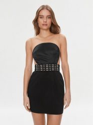 Elisabetta Franchi Sukienka koktajlowa AB-443-37E2-3681 Czarny Slim Fit. Czarne sukienki damskie Elisabetta Franchi, bez wzorów, z syntetyku, wizytowe, bez kołnierzyka, bez ramiączek. Za 1,709.00 zł.