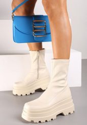 Beżowe Botki Workery na Platformie na Suwak z Dopasowaną Cholewką Driefra. Brązowe botki damskie Renee, na zimę, bez wzorów, z jeansu, eleganckie, bez obcasa, na obcasie, bez zapięcia. Za 159.99 zł.