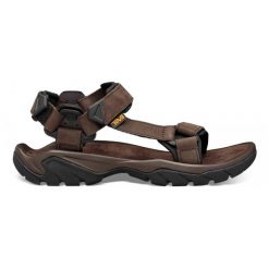 Sandały turystyczne męskie Teva Terra Fi 5 Universal Leather. Brązowe buty zimowe męskie Teva, bez wzorów, bez obcasa, bez zapięcia. Za 429.99 zł.