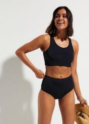 Bikini bustier z dekoltem kopertowym (komplet 2-cz.). Czarne bikini bonprix, bez wzorów. Za 94.99 zł.