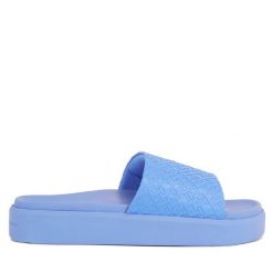 Klapki Tommy Hilfiger. Niebieskie klapki damskie Tommy Hilfiger, bez wzorów, bez obcasa, bez zapięcia. Za 169.99 zł.