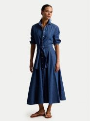 Polo Ralph Lauren Sukienka jeansowa 211B23998001 Niebieski Regular Fit. Niebieskie sukienki damskie Polo Ralph Lauren, bez wzorów, z bawełny, bez kołnierzyka, bez ramiączek. Za 1,599.00 zł.
