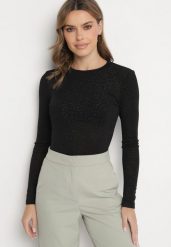 Czarna Bluzka z Wiskozą w Panterkowy Wzór Danelis. Czarne bluzki damskie Born2be, l, bez wzorów, z jeansu, eleganckie, bez kołnierzyka, bez ramiączek. Za 89.99 zł.