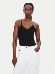 Morgan Top 192-BARBA.N Czarny Slim Fit. Czarne topy damskie Morgan, s, bez wzorów, z wiskozy, bez kołnierzyka, bez ramiączek. Za 59.99 zł.
