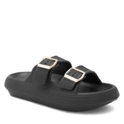 Klapki MEXX. Czarne klapki damskie Mexx, bez wzorów, bez obcasa, bez zapięcia. Za 79.99 zł.