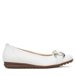 Baleriny Gabor. Białe balerinki damskie Gabor, bez wzorów, bez obcasa, bez zapięcia. Za 389.99 zł.