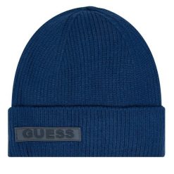 Czapka Guess. Niebieskie czapki męskie Guess, na zimę, z aplikacjami. Za 139.99 zł.