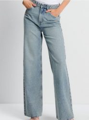 Jeansy wide leg - turkusowy. Niebieskie jeansy damskie Sinsay, bez wzorów, z jeansu, z podwyższonym stanem, długie. W wyprzedaży za 33.99 zł.