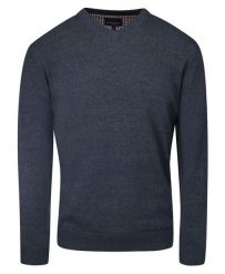 Sweter Jasny Granatowy Melanżowy w Serek (V-neck), Klasyczny, Męski, Elegancki -Adriano Guinari. Niebieskie swetry męskie Adriano Guinari, m, bez wzorów, z bawełny, biznesowe, bez kołnierzyka, bez ramiączek. Za 169.00 zł.