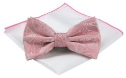 Mucha Męska z Poszetką (Zestaw) - Chattier - Jasny Róż, Faktura Materiału. Czerwone krawaty i muchy Chattier, bez wzorów, eleganckie. Za 59.00 zł.
