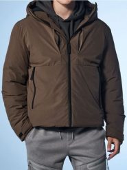 Kurtka softshell z kapturem - brązowy. Brązowe kurtki sportowe męskie Sinsay, l, bez wzorów, z softshellu, z kapturem. Za 159.99 zł.