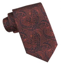Klasyczny, Męski Krawat - Szeroki - Chattier - Wzór Orientalny, Kolor Ciemnopomarańczowy. Krawaty i muchy Chattier, bez wzorów, z tkaniny, eleganckie. Za 49.00 zł.