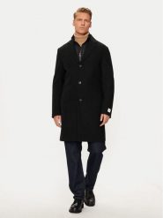 Calvin Klein Płaszcz wełniany K10K113270 Czarny Regular Fit. Czarne płaszcze męskie Calvin Klein, na zimę, l, bez wzorów, z syntetyku, bez kołnierzyka, bez kaptura. Za 1,899.00 zł.