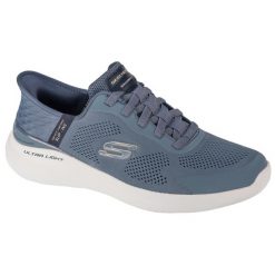 Buty sportowe Sneakersy męskie, Slip-Ins: Bounder 2.0 - Emerged. Niebieskie buty sportowe męskie Skechers, bez wzorów, z gumy, bez zapięcia, trekkingowe. Za 399.99 zł.