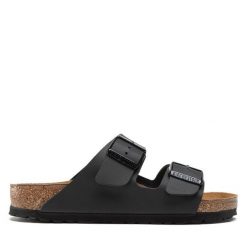 Klapki Birkenstock. Czarne klapki męskie Birkenstock, bez wzorów, bez zapięcia. Za 299.99 zł.