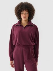 4F Bluza dresowa z weluru nierozpinana bez kaptura damska - czerwona S. Czerwone bluzy damskie 4F, s, bez wzorów, z dresówki, klasyczne, bez ramiączek, bez kaptura. W wyprzedaży za 69.99 zł.