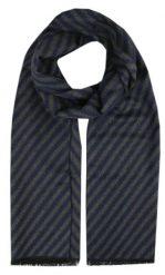 Męski Szalik z Wiskozy - Alties - Granatowe Prążki. Niebieskie szaliki męskie Alties, bez wzorów, z bawełny. Za 59.00 zł.