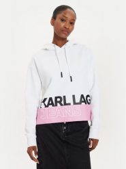Karl Lagerfeld Jeans Bluza 245J1803 Biały Regular Fit. Białe bluzy damskie Karl Lagerfeld Jeans, l, bez wzorów, z bawełny, bez ramiączek, bez kaptura. Za 519.99 zł.