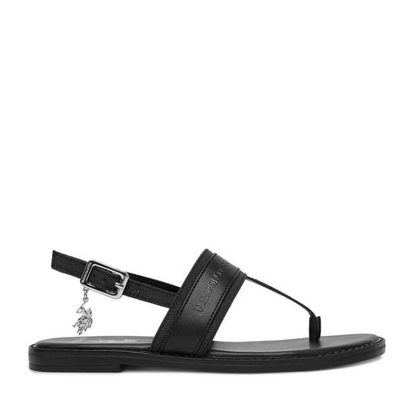 Sandały U.S. Polo Assn. Czarne sandały damskie U.S. Polo Assn., bez wzorów, bez obcasa, na płaskiej podeszwie, bez zapięcia. Za 100.99 zł.