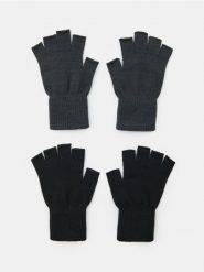 Rękawiczki mitenki z domieszką wiskozy 2 pack - szary. Szare rękawiczki męskie Sinsay, bez wzorów, z wiskozy. Za 9.99 zł.