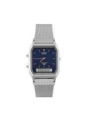 Casio Zegarek Vintage AQ-230EM-2AEF Srebrny. Szare, analogowe zegarki męskie Casio, bez wzorów, srebrne. Za 349.99 zł.