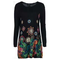 Desigual sweter damski Diane XS, czarny. Czarne swetry nierozpinane damskie Desigual, xs, bez wzorów, z materiału, bez kołnierzyka, bez ramiączek. W wyprzedaży za 335.00 zł.