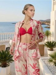 Góra od bikini push-up - różowy. Czerwone stroje kąpielowe damskie Sinsay, bez wzorów. Za 25.99 zł.