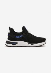 Czarno-Niebieskie Buty Sportowe z Elastyczną Cholewką i Sznurowaniem oraz Tłoczoną Podeszwą Mitina. Czarne buty sportowe męskie Born2be, bez wzorów, bez zapięcia. Za 44.99 zł.